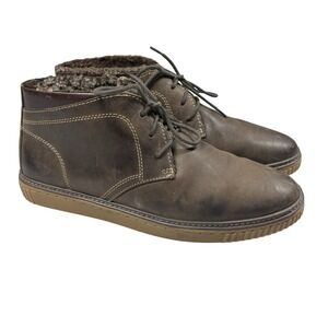 Johnston & Murphy Chukka Boots Sz 10 Brown Leather‎ Shearling Preppy Old Money